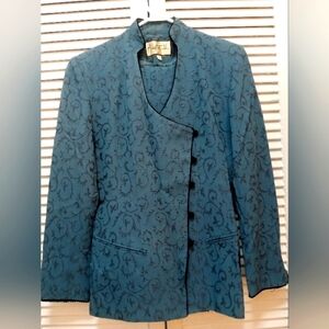 Mary McFadden Vintage Pants Suit Fully Lined Jacquard Pattern Size 6 Lik…